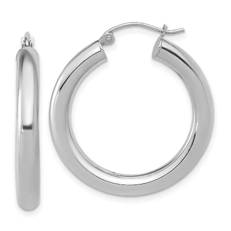 Curata 10k White Gold Hinged hoop Polished Lightweight Hoop Earrings - 31.5x16mm Wide 3.6mm Thick