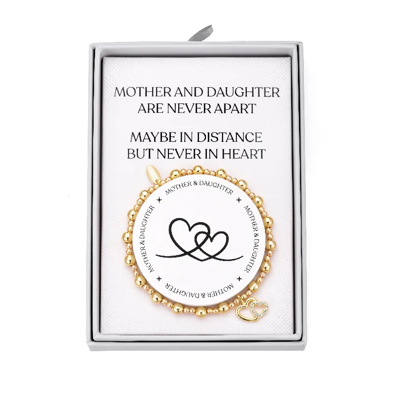 Gold Plated Mother and Daughter Quote Stretch Bracelet with Gift Box