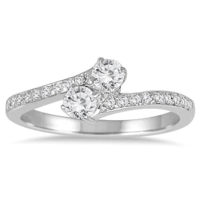 Marquee 1/2 Carat TW Two Stone Diamond Ring in 14K White Gold