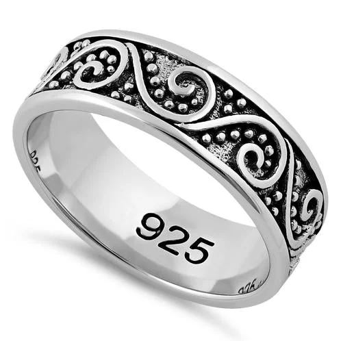 Sterling Silver Bali Swirl Band Ring