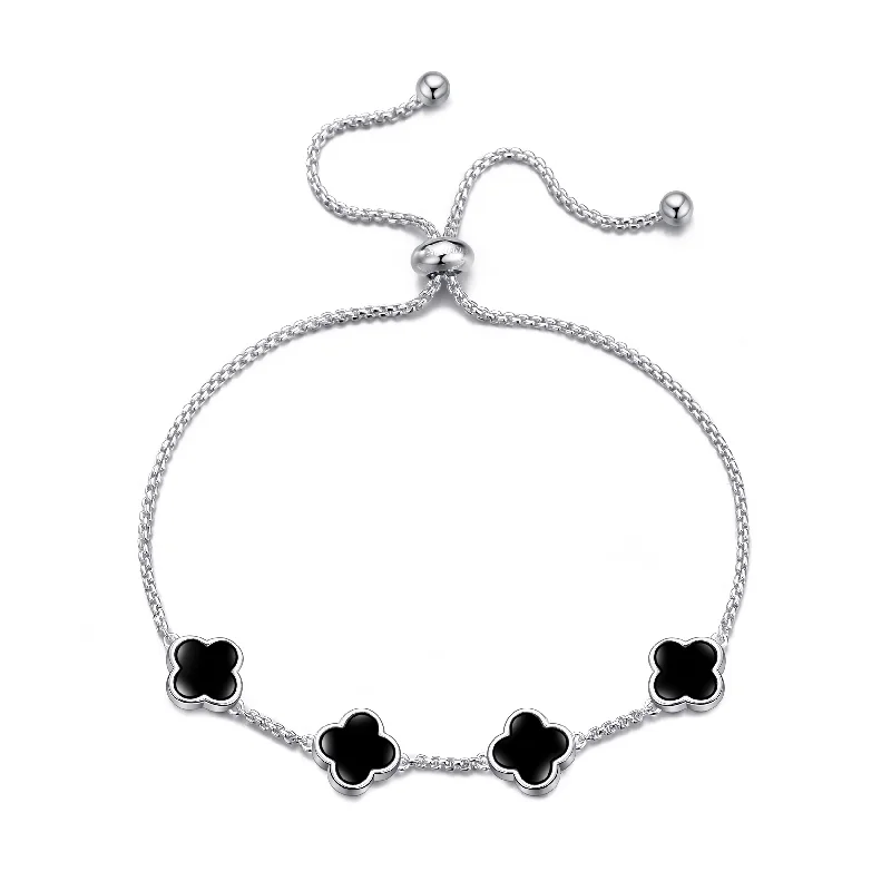 Black Onyx Multi Clover Friendship Bracelet