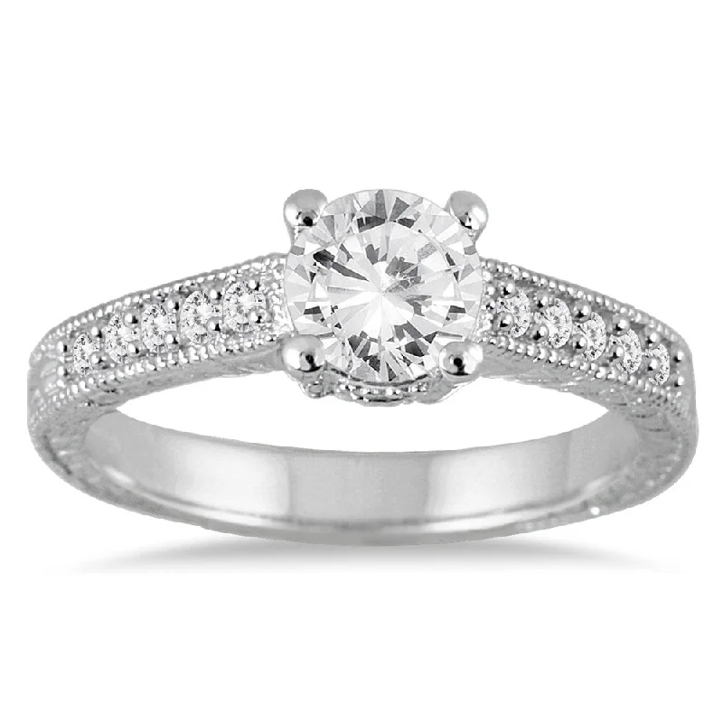 AGS Certified 1 1/6 Carat TW Diamond Ring in 14K White Gold (J-K Color, I2-I3 Clarity)