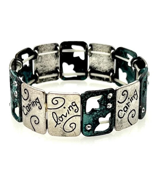 Patina Stretch Bracelet - Caring Loving Kindness Special