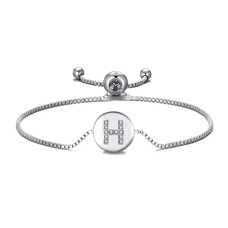 Initial Friendship Bracelet Letter H Created with Zircondia® Crystals