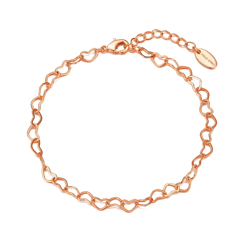 Rose Gold Plated Heart Link Bracelet