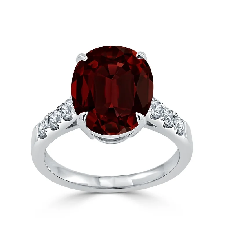 Auriya 4 7/8ct Oval-cut Red Garnet and Diamond Ring 3/8ctw 18K Gold