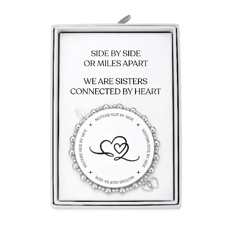 Silver Plated Sister Quote Stretch Bracelet with Gift Box