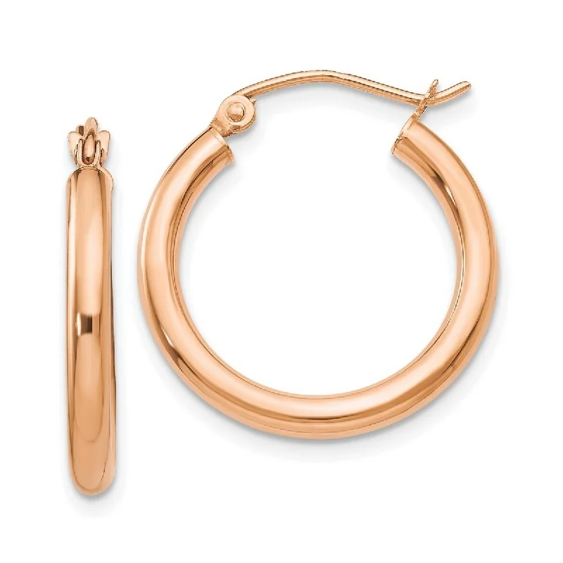 Curata 14k Rose Gold 20x2.5mm Polished Hoop Earrings