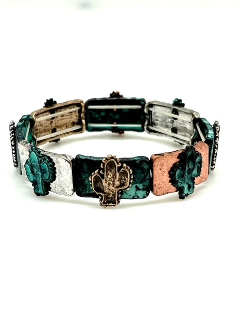 Patina Stretch Bracelet - Cactus