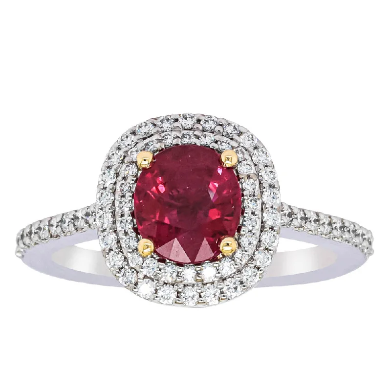 18ct White Gold 1.35ct Ruby & Diamond Rosa Ring