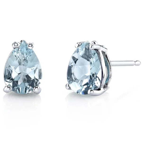 Oravo 14 Karat White Gold Pear Shape Gemstone Stud Earrings