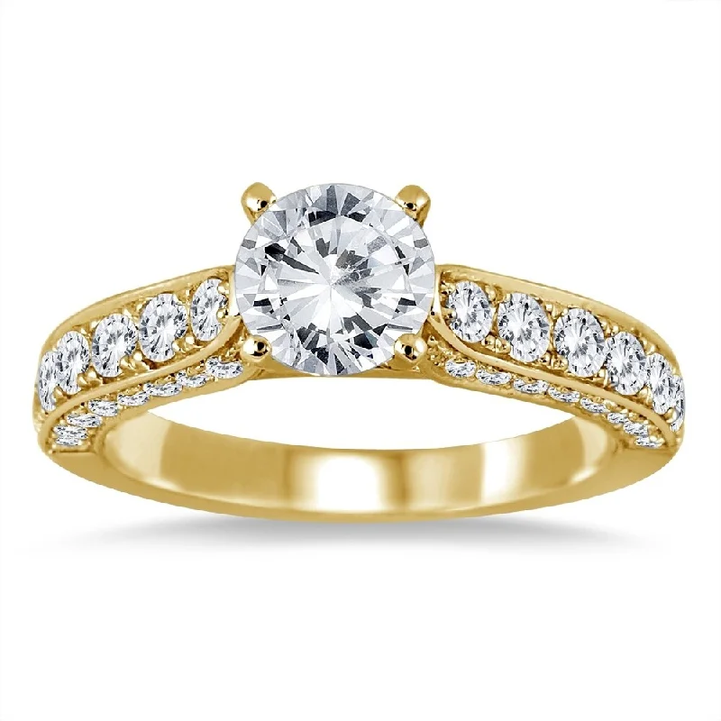 AGS Certified 1 7/8 Carat TW Diamond Ring in 14K Yellow Gold (J-K Color, I2-I3 Clarity)