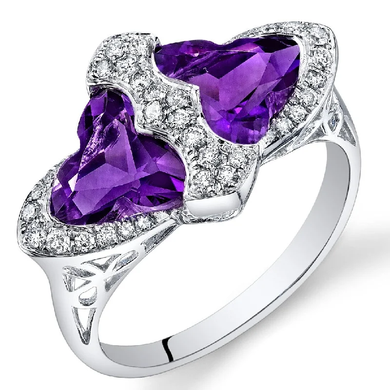 14k White Gold 3.15ct Amethyst and Diamond Ring