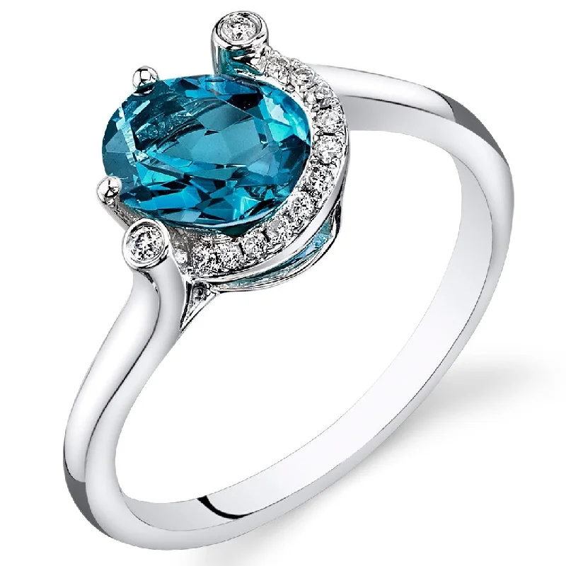 14k White Gold 1.4ct London Blue Topaz and Diamond Ring