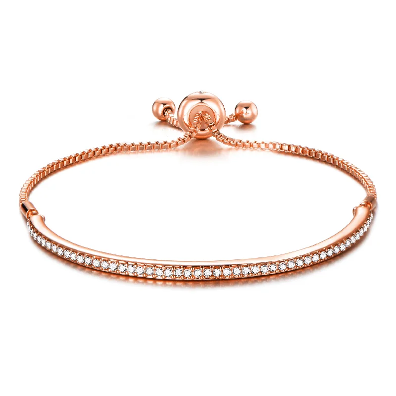 Rose Gold Plated Friendship Bracelet Created with Zircondia® Crystals