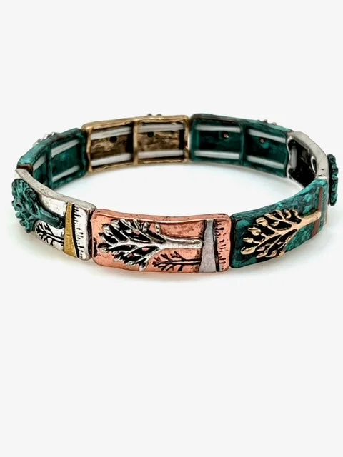 Patina Stretch Bracelet - Tree of Life VI