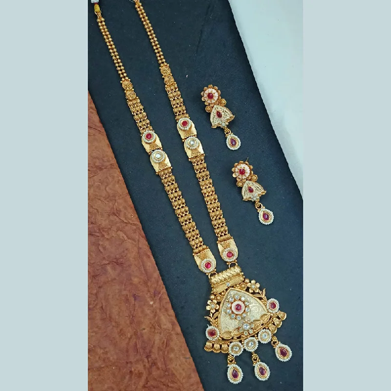 Padmawati Bangles Gold Plated Pota Stone And Meenakari Long Necklace Set