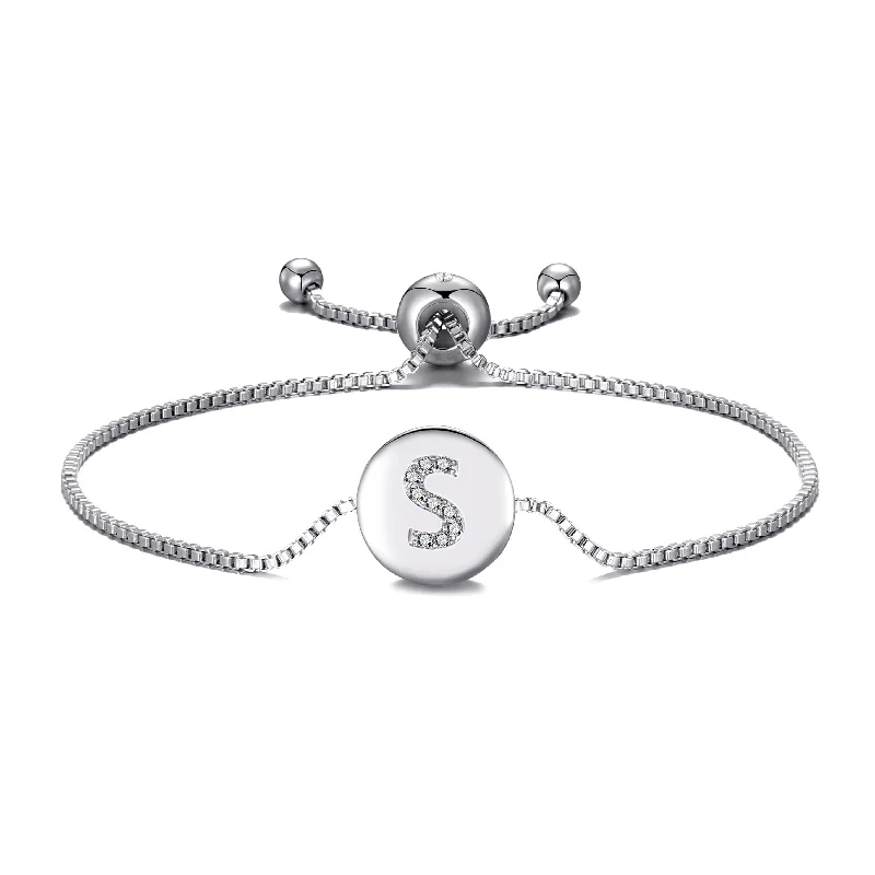 Initial Friendship Bracelet Letter S Created with Zircondia® Crystals