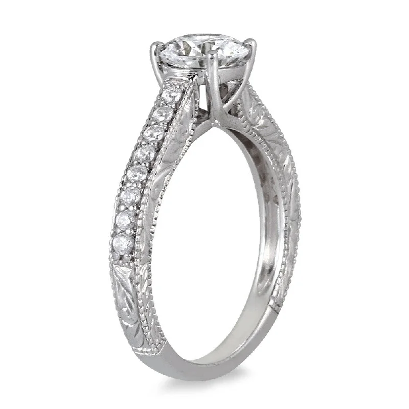 AGS Certified 1 Carat TW Diamond Ring in 14K White Gold (J-K Color, I2-I3 Clarity)