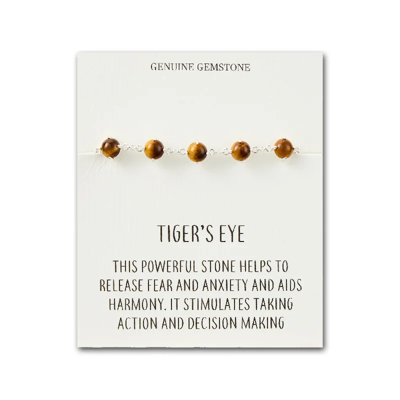 Tiger's Eye Gemstone Bracelet with Quote Card