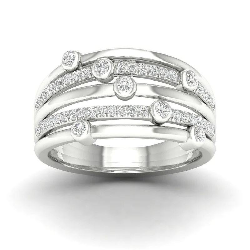 De Couer 10k Gold 1/4ct TDW Diamond 5 Row diamond Ring