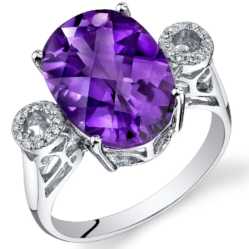 14k White Gold 4.7ct Amethyst and Diamond Ring