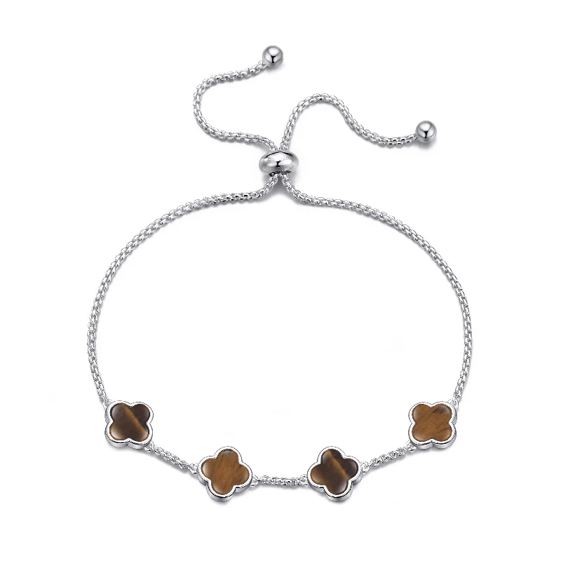 Tigers Eye Multi Clover Friendship Bracelet