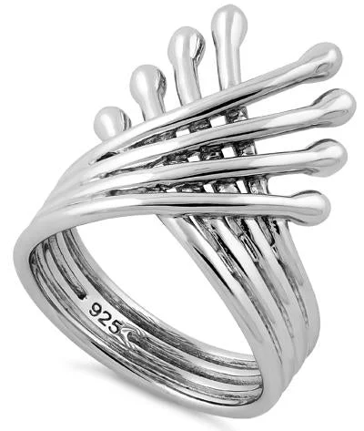 Sterling Silver Overlapping Wings Ring