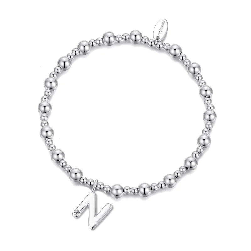 Letter N Initial Stretch Bracelet Created with Zircondia® Crystals