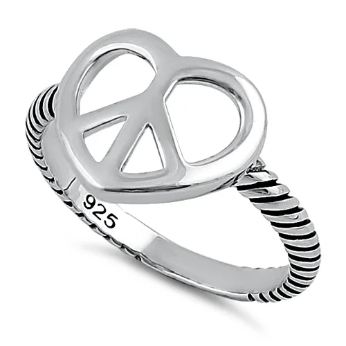 Sterling Silver Peace Heart Ring