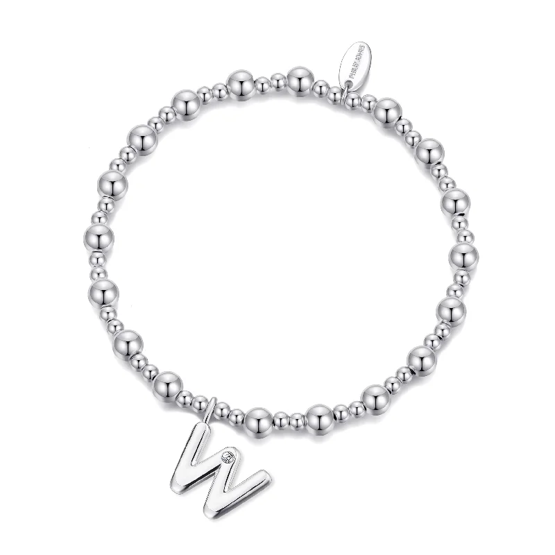 Letter W Initial Stretch Bracelet Created with Zircondia® Crystals