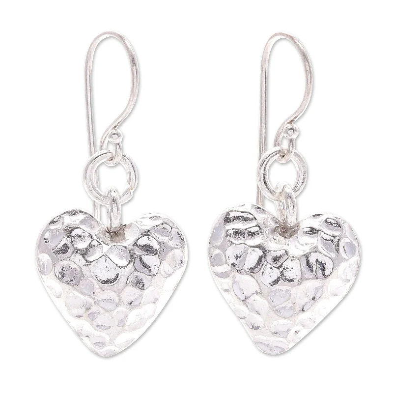 Novica Handmade In My Heart Silver Heart Earrings