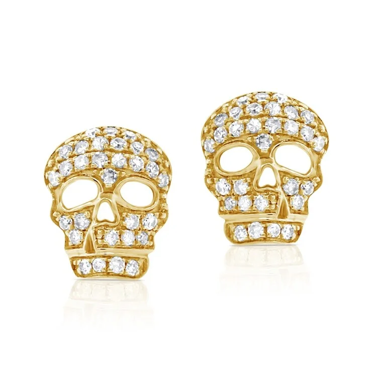 Joelle Diamond Skeleton Stud Earrings 14K Gold