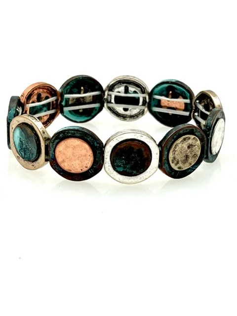 Patina Stretch Bracelet - Mixed Shapes Design 8