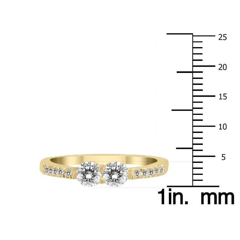 Marquee 5/8 Carat TW Two Stone Diamond Ring in 14K Yellow Gold