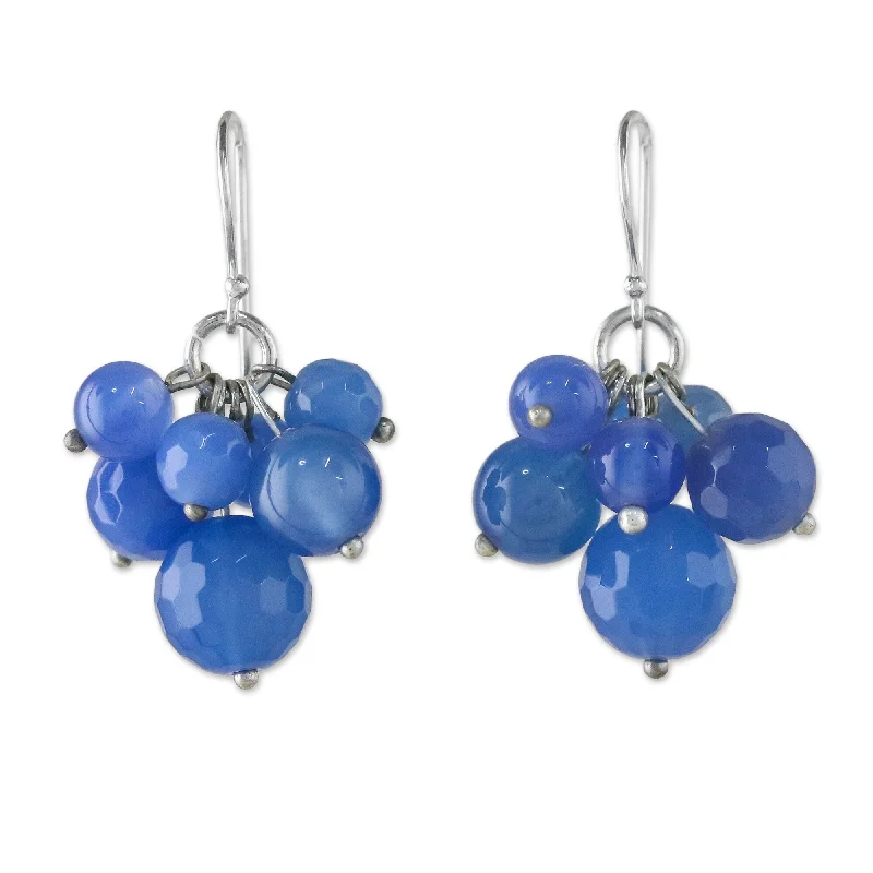 Novica Handmade Blueberry Friends Sterling Silver Cluster Earrings