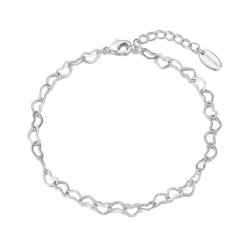 Silver Plated Heart Link Bracelet