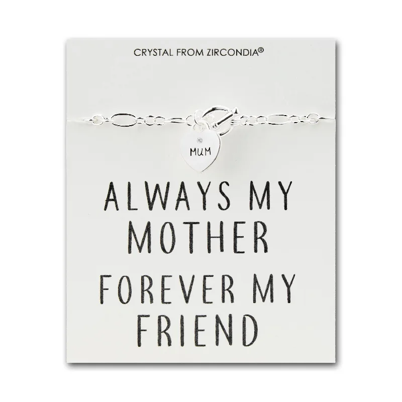 Mum Charm Bracelet with Quote Card Created with Zircondia® Crystals