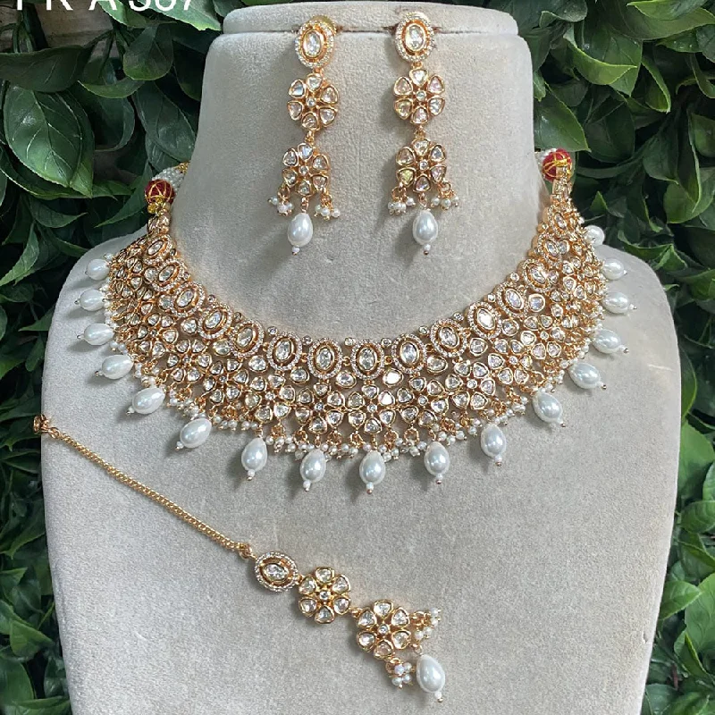 Royal Kundan Jewellery Gold Plated Polki Kundan And Pearls Necklace Set