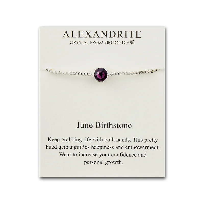 June (Alexandrite) Birthstone Bracelet Created with Zircondia® Crystals