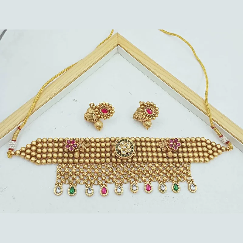 JCM Gold Plated Pota Stone Necklace Set