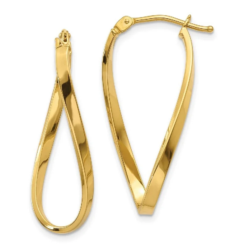 Curata 14k Yellow Gold Polished 2x9mm Twisted Hoop Earrings