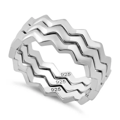 Sterling Silver 3 ZigZag Band Ring