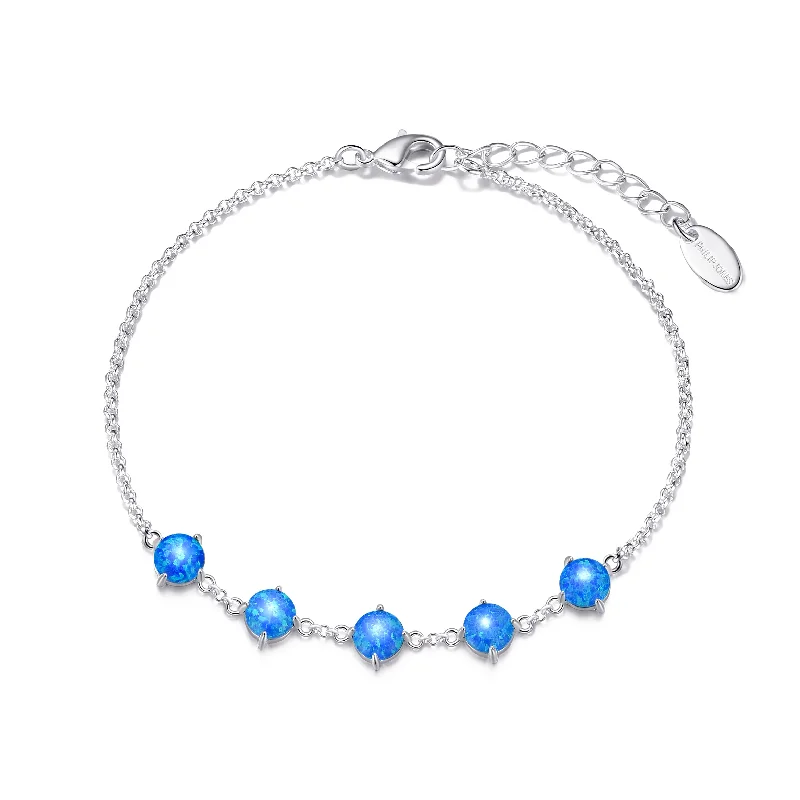 Synthetic Blue Opal Gemstone Bracelet