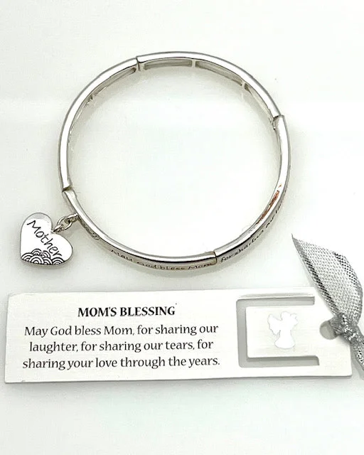 Mom's Blessing Silver Stretch Inspirational bracelet