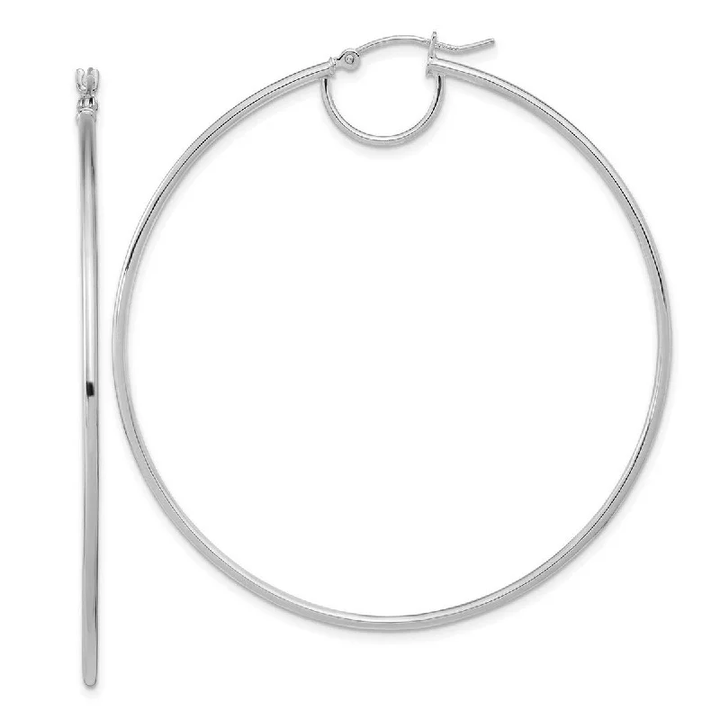 Curata 14k White Gold Polished Thin 63x1.5mm Hoop Earrings