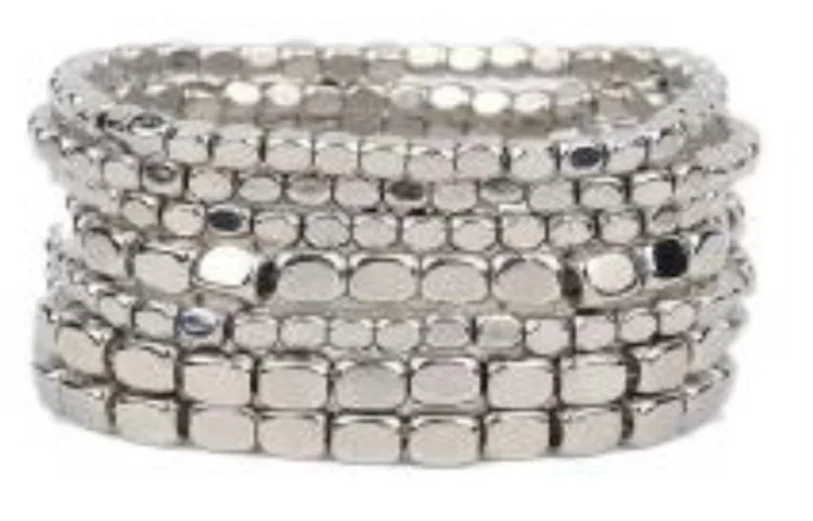 Multiple Metal Bracelets Silver 7 pieces