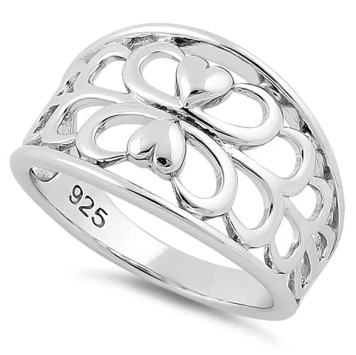 Sterling Silver Lover's Heart Reflection Ring