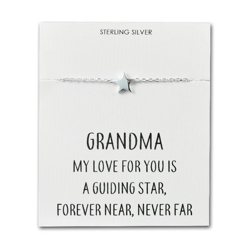 Sterling Silver Grandma Quote Star Bracelet