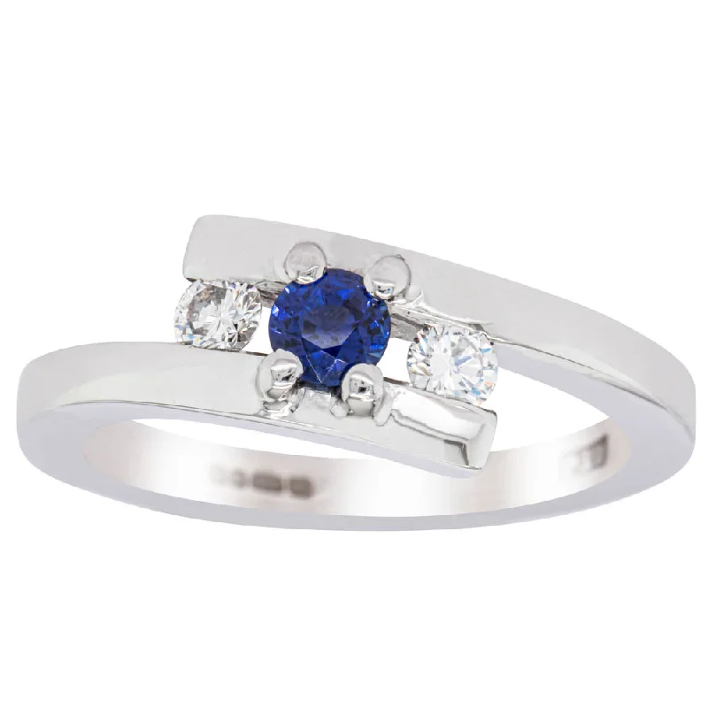 Deja Vu 18ct White Gold .28ct Sapphire & Diamond Ring